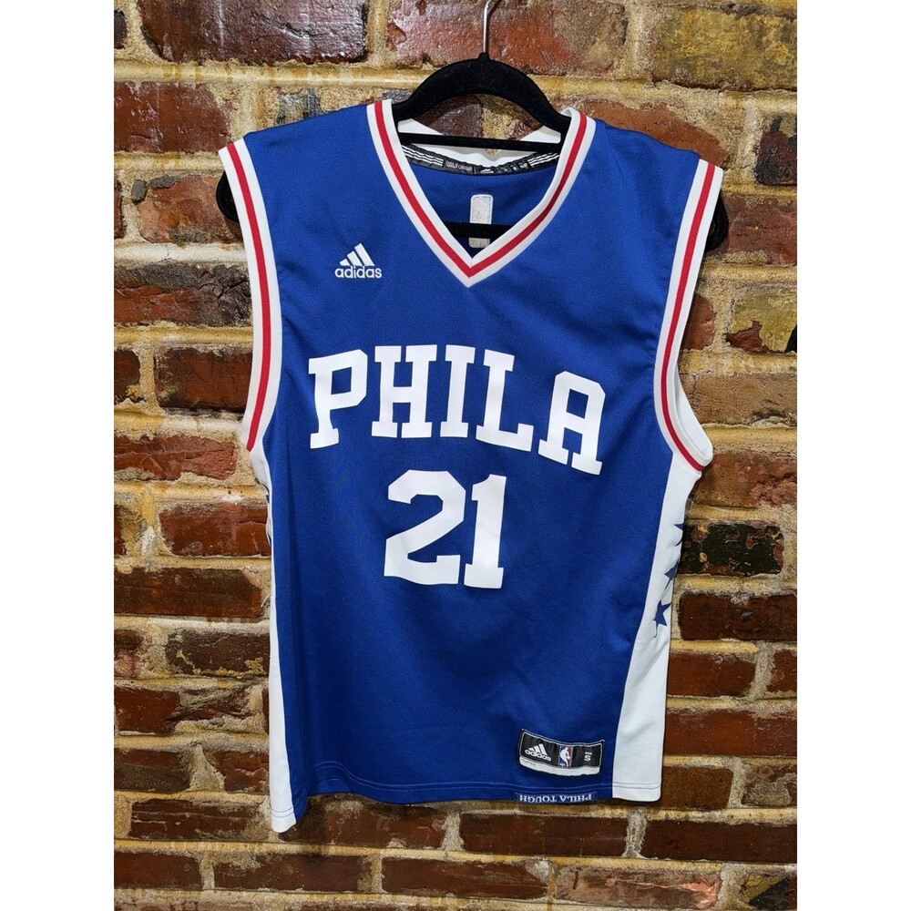 JOEL EMBIID #21 Adidas NBA Philadelphia 76ers Blue Jersey Size Smalll